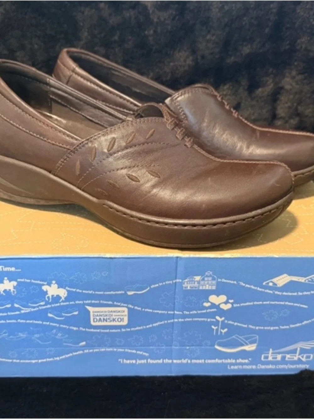 Dansko Brown Leather Slip-On Loafers with Subtle Stitch Detail
